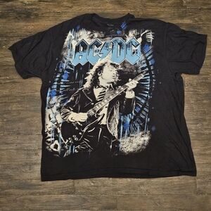 Vintage Style ACDC Mens Black Graphic Print Logo T Shirt  Rock N Roll AC/DC